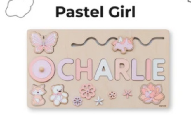 Personalized Baby Name Wooden Puzzle Toy - LittleLullabyLoft