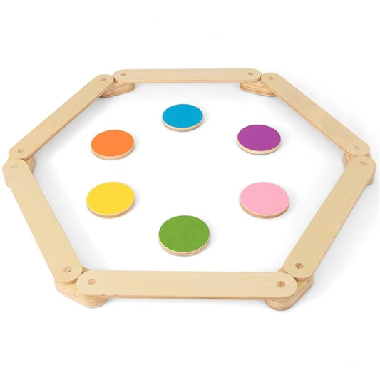 12-Piece Kids Wooden Balance Beam with Colorful Steeping Stones - LittleLullabyLoft