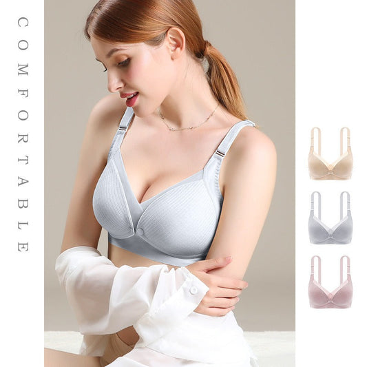Nursing Underwear Maternity Underwear Front Open Buckle Thin Seamless Bra Cotton Lining Large Size Nursing Bra - LittleLullabyLoft