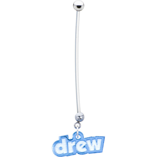 Custom Flexible PTFE Blue Personalized Name Pregnancy Belly Ring - LittleLullabyLoft