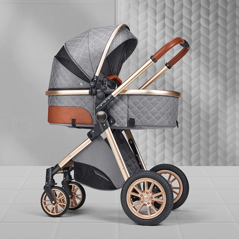 High Landscape Lightweight Folding Baby Stroller with Shock Absorption