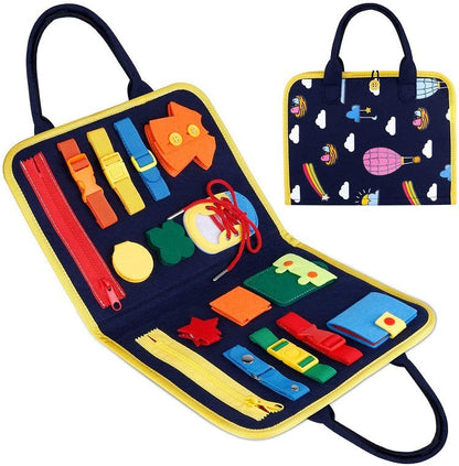 Children's Busy Board Dressing and Buttoning Learning Book Toy - LittleLullabyLoft
