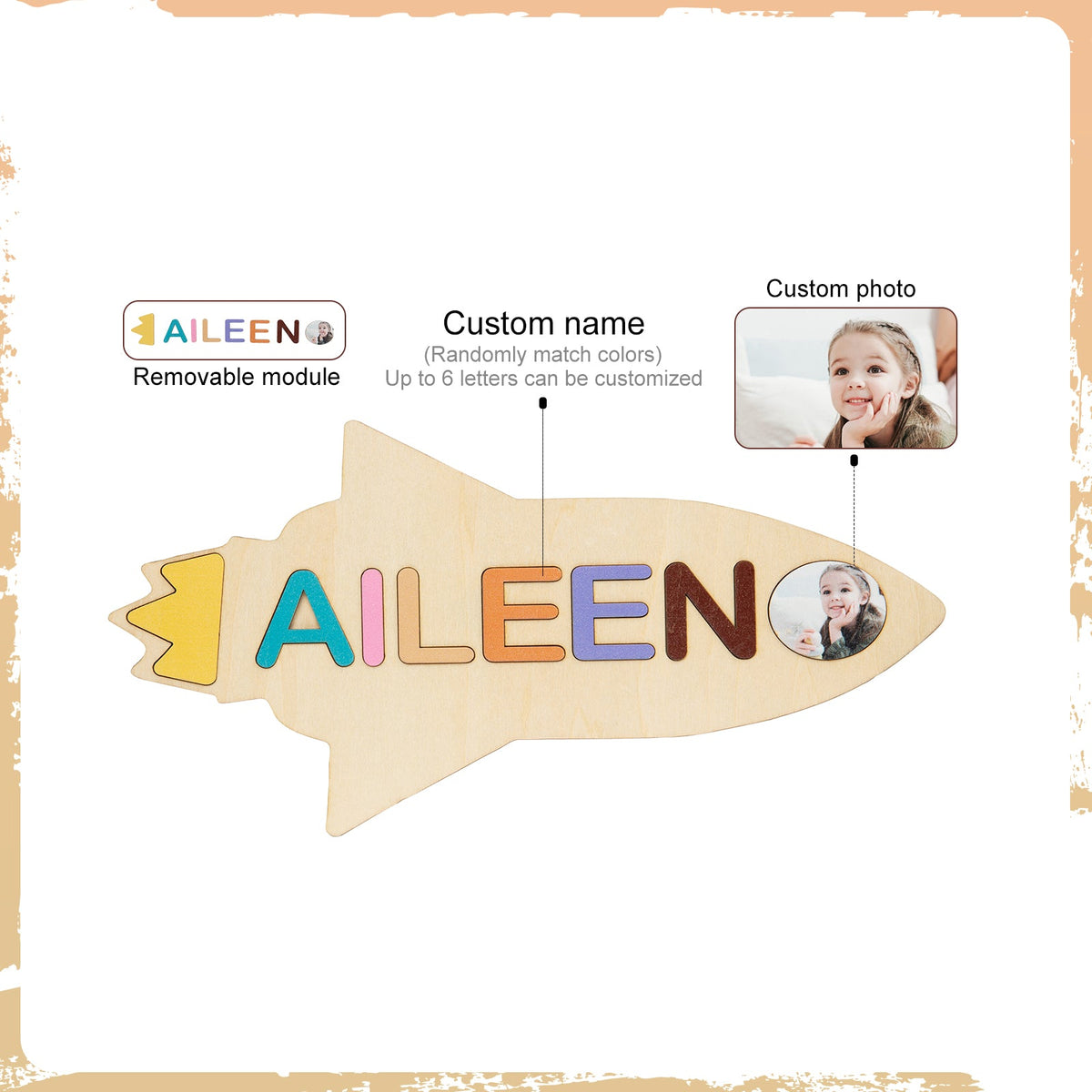 Personalized Baby Name Wooden Puzzle Toy - LittleLullabyLoft