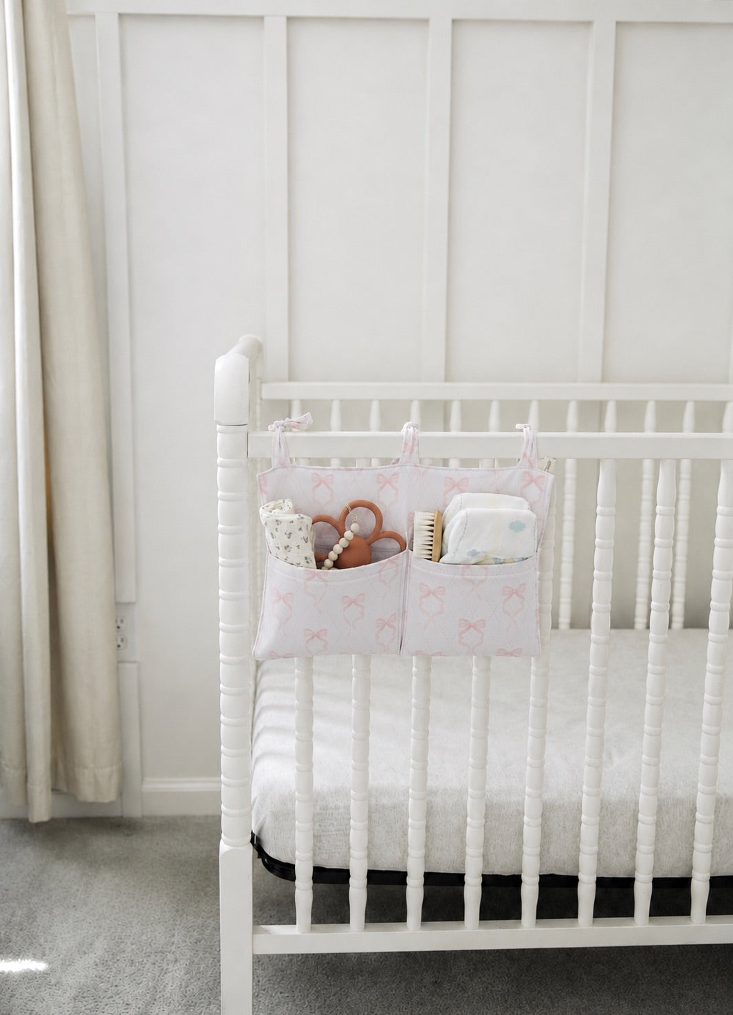 Baby Crib Diaper Caddy Storage Organizer Nursery Room - LittleLullabyLoft