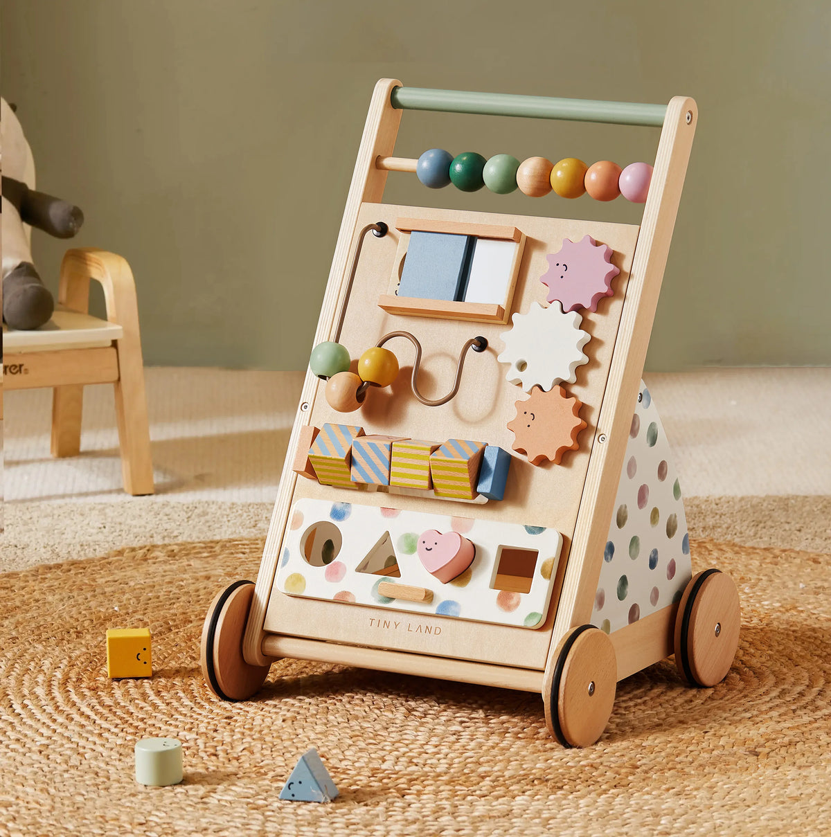 Tiny Land® Versatile Natural Wooden Baby Walker - LittleLullabyLoft