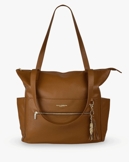 The Lillian Diaper Bag - Cognac - LittleLullabyLoft