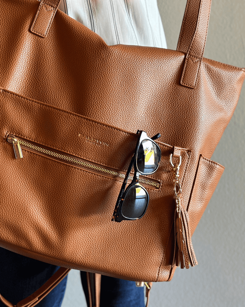 The Lillian Diaper Bag - Cognac - LittleLullabyLoft