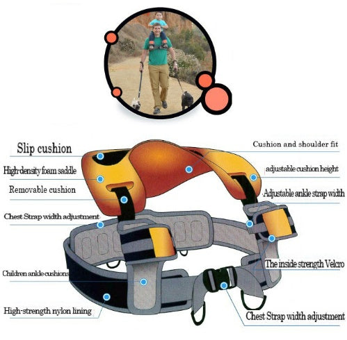 Hands-Free Shoulder Carrier with Ankle Straps and Cushioned Hip Seat Nylon Child Strap Rider travel back frame infant saddle - LittleLullabyLoft
