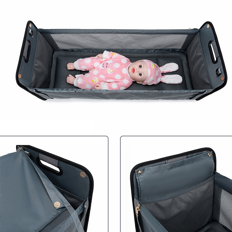 Portable Baby Diaper Bag – Folding Bed Shoulder Messenger Bag for Travel - LittleLullabyLoft