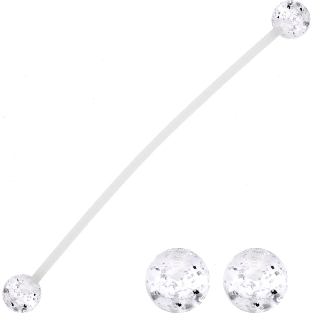Pregnant Belly Button Ring With Clear Glitter UV Ends - LittleLullabyLoft