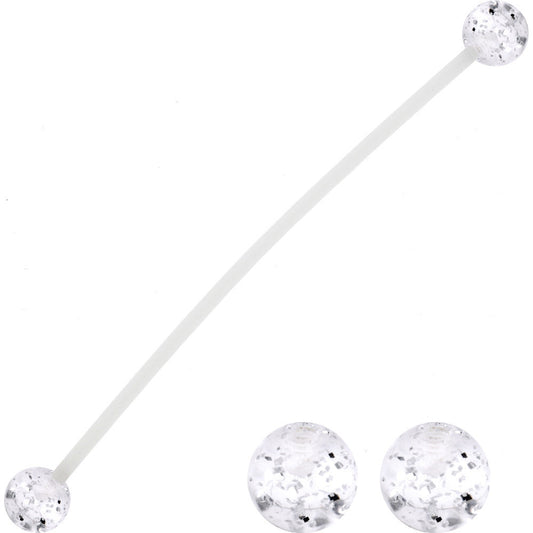 Pregnant Belly Button Ring With Clear Glitter UV Ends - LittleLullabyLoft