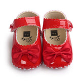 Red Princess Baby Girl Shoes Newborns Butterfly-knot PU Leather Shoes Infants Crib Soft Fashion Footwear Shoes - LittleLullabyLoft