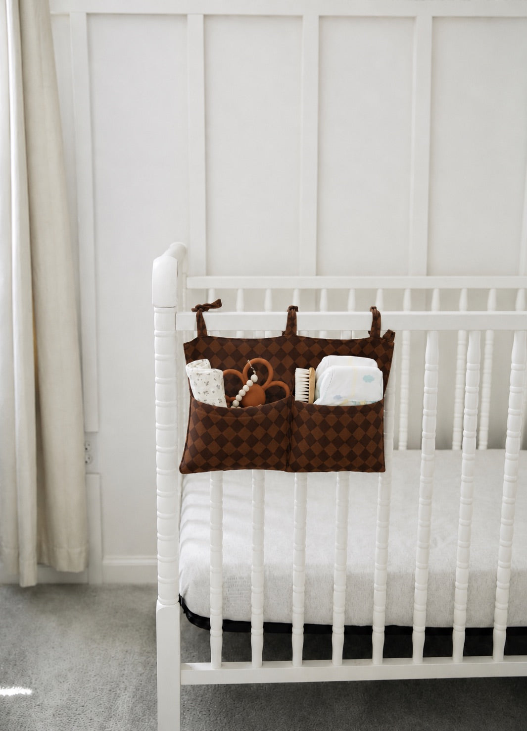 Baby Crib Diaper Caddy Storage Organizer Nursery Room - LittleLullabyLoft