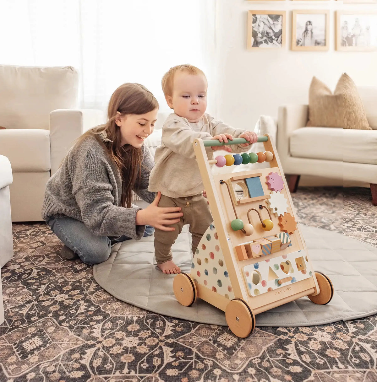 Tiny Land® Versatile Natural Wooden Baby Walker - LittleLullabyLoft