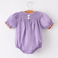 Purple Halloween Smock Embroidery Baby Girl Romper
