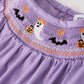 Purple Halloween Smock Embroidery Baby Girl Romper