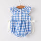 Fall Thanksgiving& Halloween Blue Pumpkin Smock Embroidery Baby Girl Romper