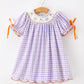 Halloween Ghost Plaid Bow Scallop Girls Dress