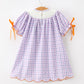 Halloween Ghost Plaid Bow Scallop Girls Dress