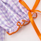 Halloween Ghost Plaid Bow Scallop Girls Dress