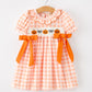 Halloween Pumpkin Plaid Bow Girls Dress
