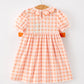 Halloween Pumpkin Plaid Bow Girls Dress
