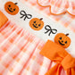 Halloween Pumpkin Plaid Bow Girls Dress