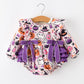 Halloween Pumpkin Ghost Baby Girl Bubble Romper Ruffle Bow Detail