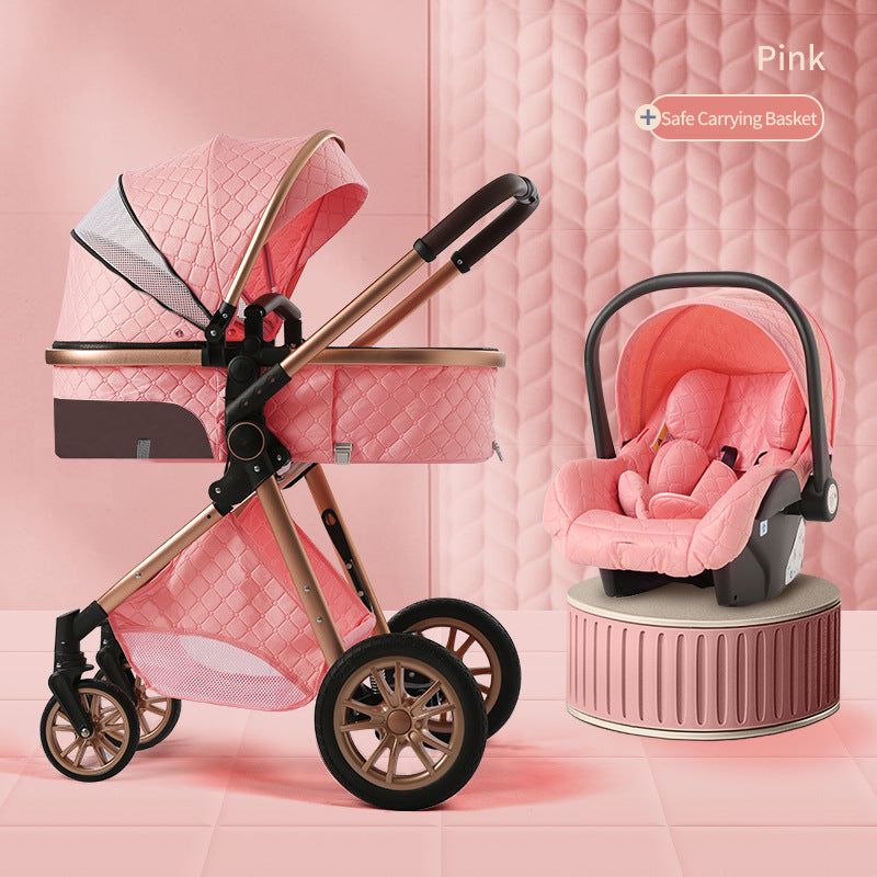 High Landscape Lightweight Folding Baby Stroller with Shock Absorption