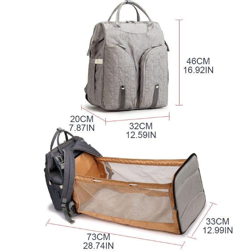 Portable Folding Crib Diaper Backpack with Changing Pad Travel