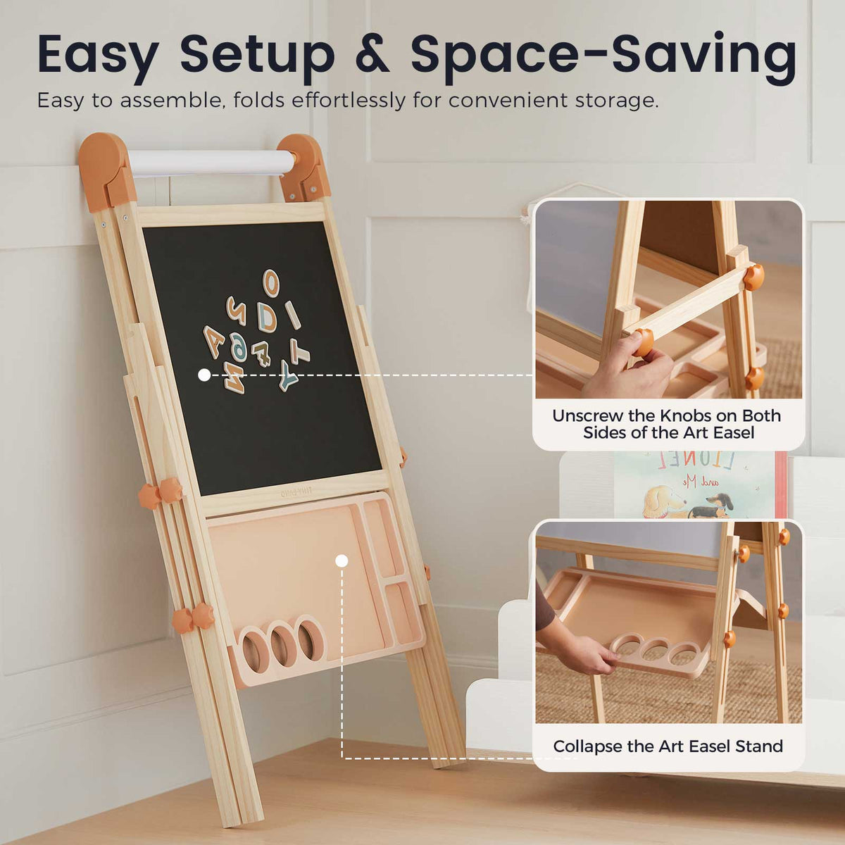 Tiny Land® Caramel Magnitales Easel for Kids - LittleLullabyLoft