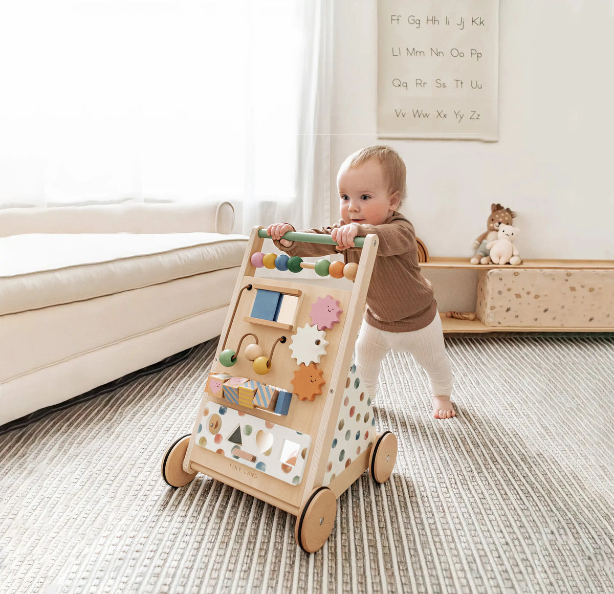 Tiny Land® Versatile Natural Wooden Baby Walker - LittleLullabyLoft