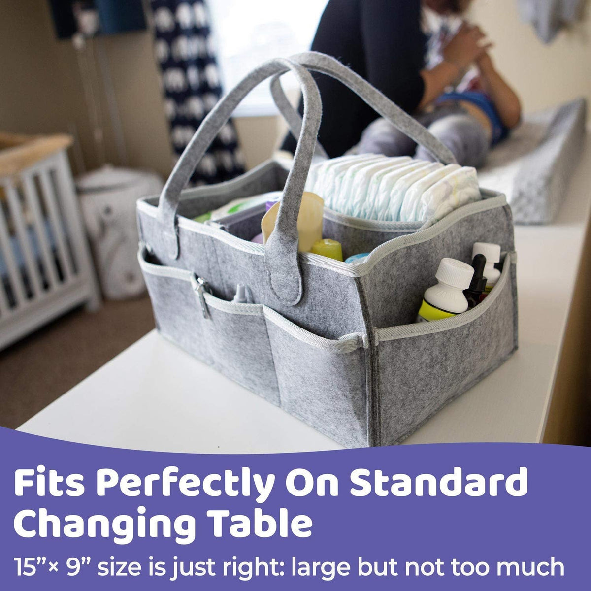 Baby Diaper Caddy Organizer Portable Holder Bag for Changing Table and Car, Nursery Essentials Storage bins 38*23*18cm - LittleLullabyLoft