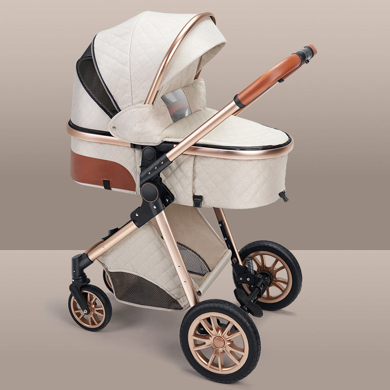 High Landscape Lightweight Folding Baby Stroller with Shock Absorption