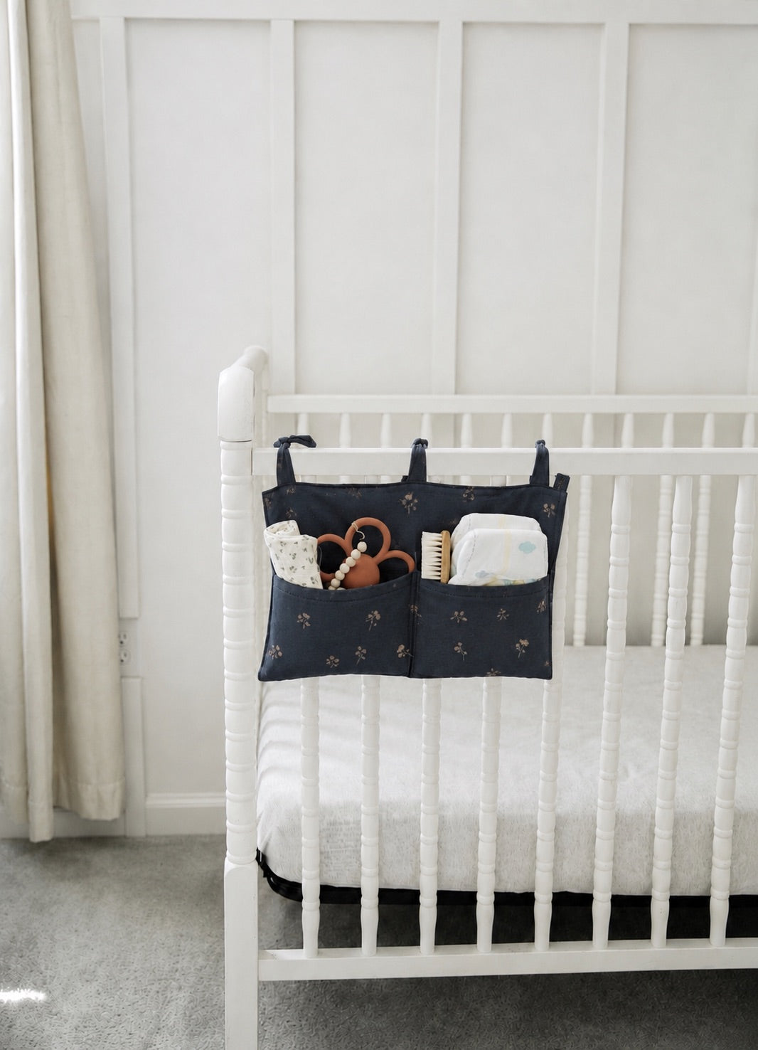 Baby Crib Diaper Caddy Storage Organizer Nursery Room - LittleLullabyLoft