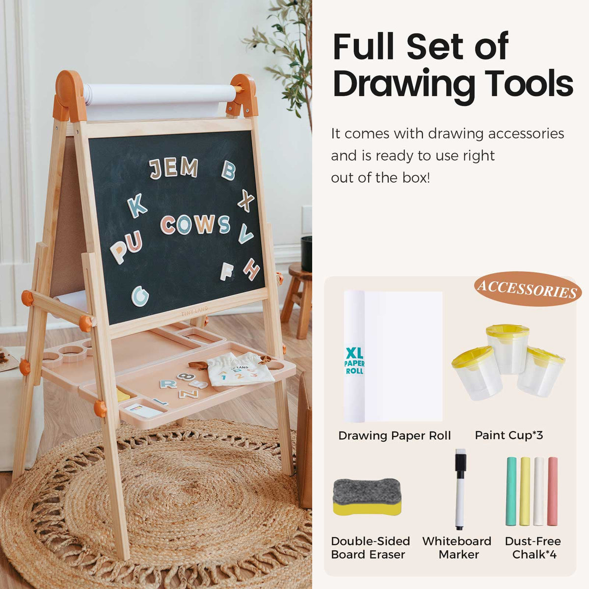 Tiny Land® Caramel Magnitales Easel for Kids - LittleLullabyLoft