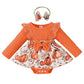 stylesilove Infant Baby Girl Orange Fall Pumpkin Long Sleeve Lace Romper Dress & Bow Headband 2pcs Autumn Harvest Outfit