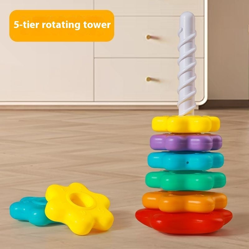 Rainbow Rotary Table Jenga Toy Stacking Game