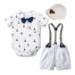 Baby Boy Gentleman Printed Triangle Romper Outfit - LittleLullabyLoft