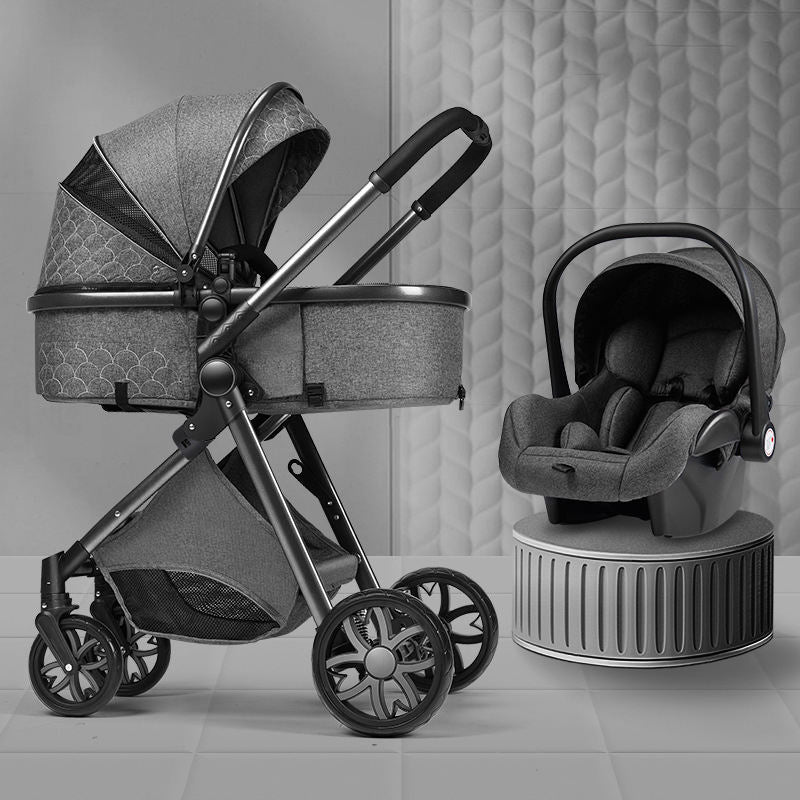High Landscape Lightweight Folding Baby Stroller with Shock Absorption