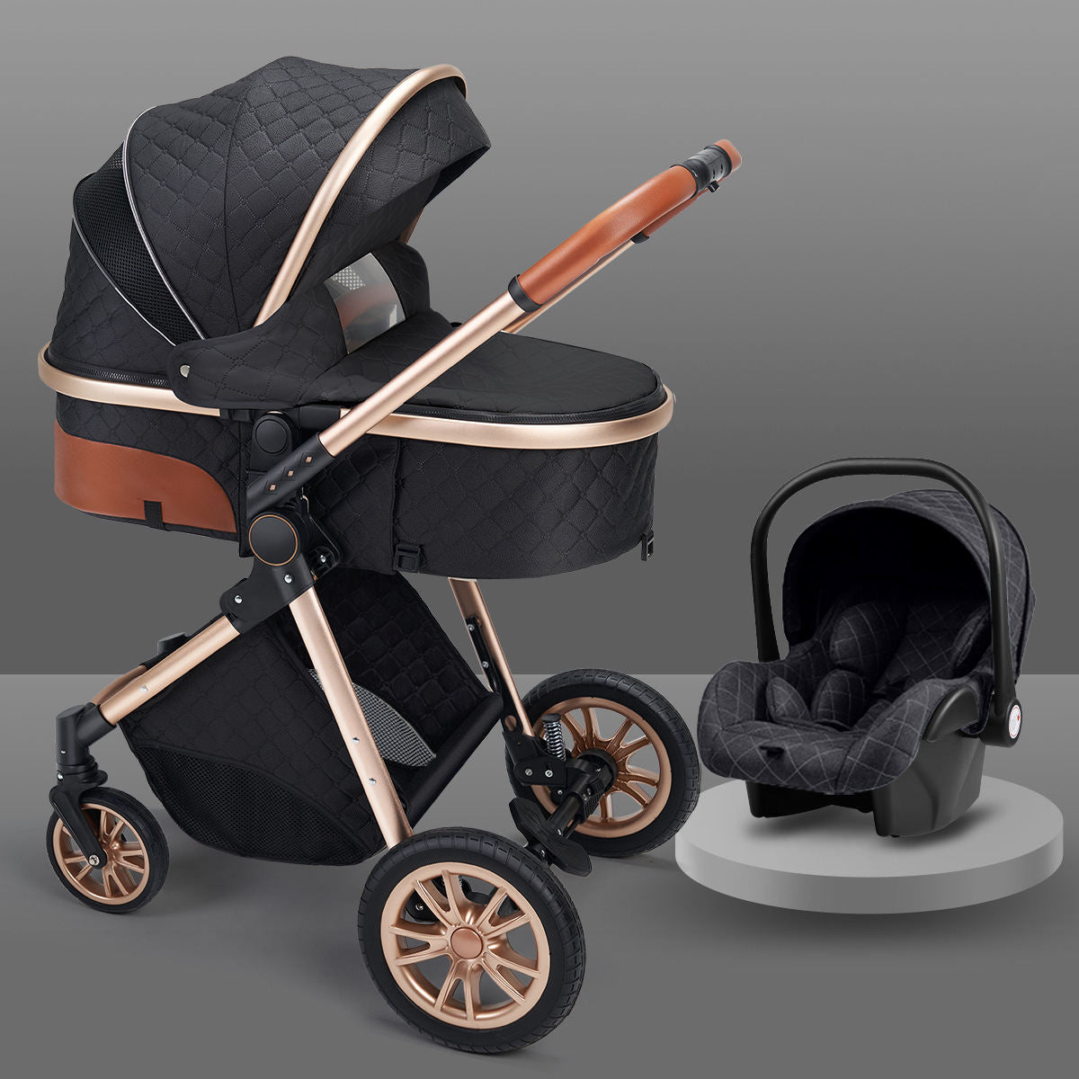 High Landscape Lightweight Folding Baby Stroller with Shock Absorption