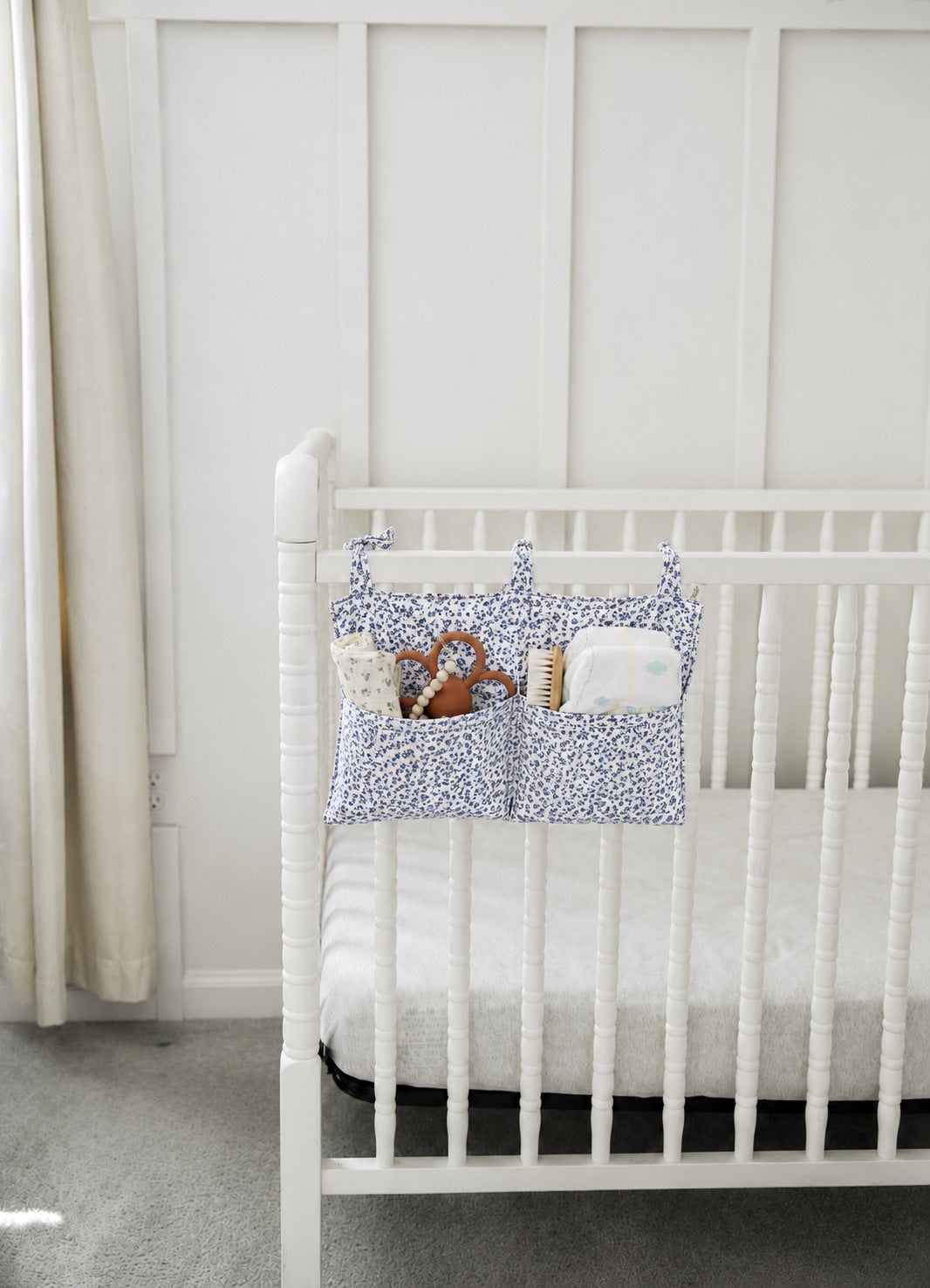 Baby Crib Diaper Caddy Storage Organizer Nursery Room - LittleLullabyLoft