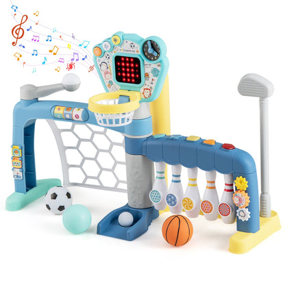 Engaging 5 in 1 Toddler Sports Toy Set with Adjustable Basketball Hoop for Growing Kids