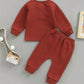 Toddler Thick Waffle Button Round Neck Clothing Set - LittleLullabyLoft
