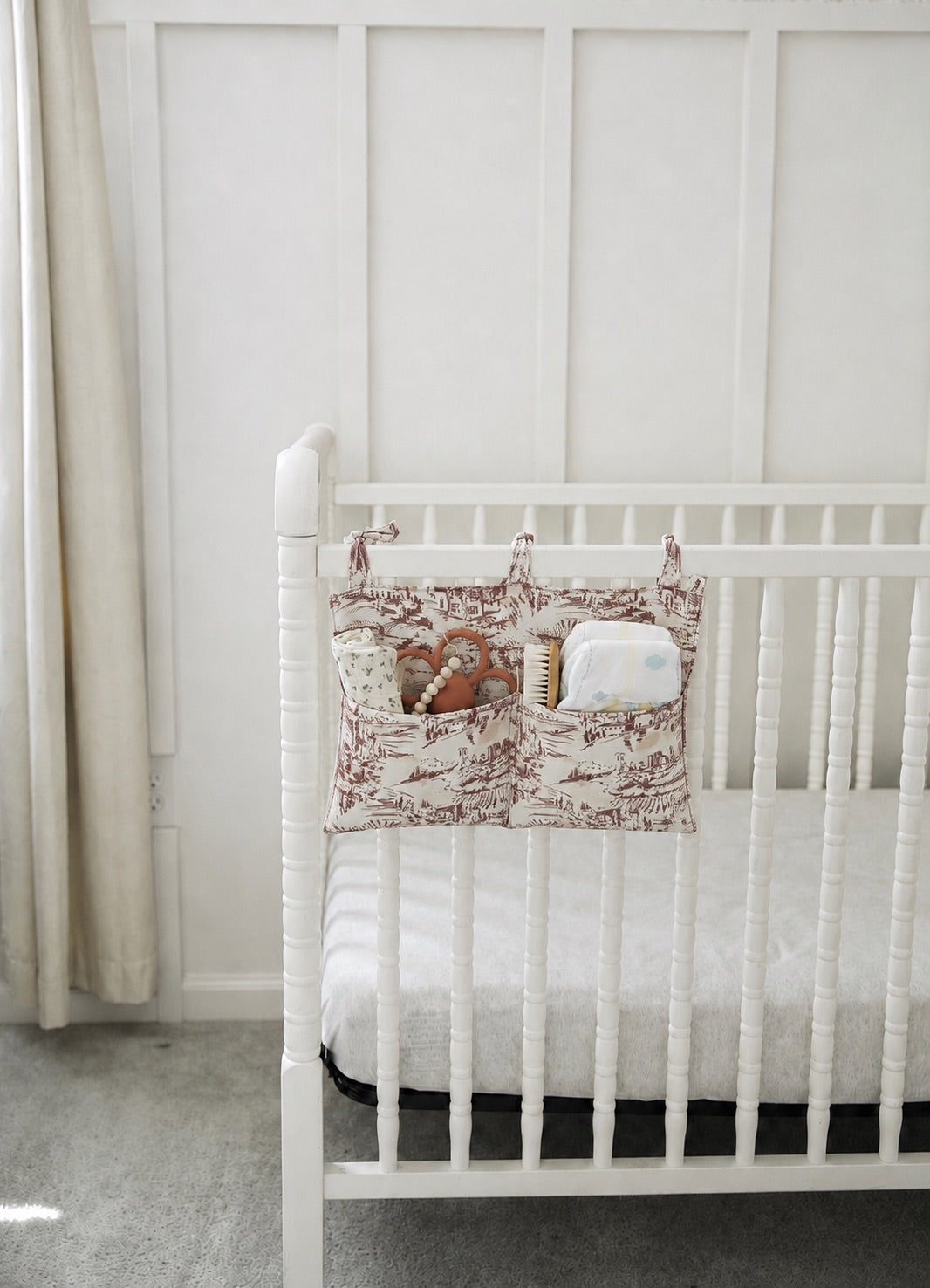 Baby Crib Diaper Caddy Storage Organizer Nursery Room - LittleLullabyLoft