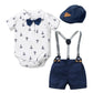 Baby Boy Gentleman Printed Triangle Romper Outfit - LittleLullabyLoft