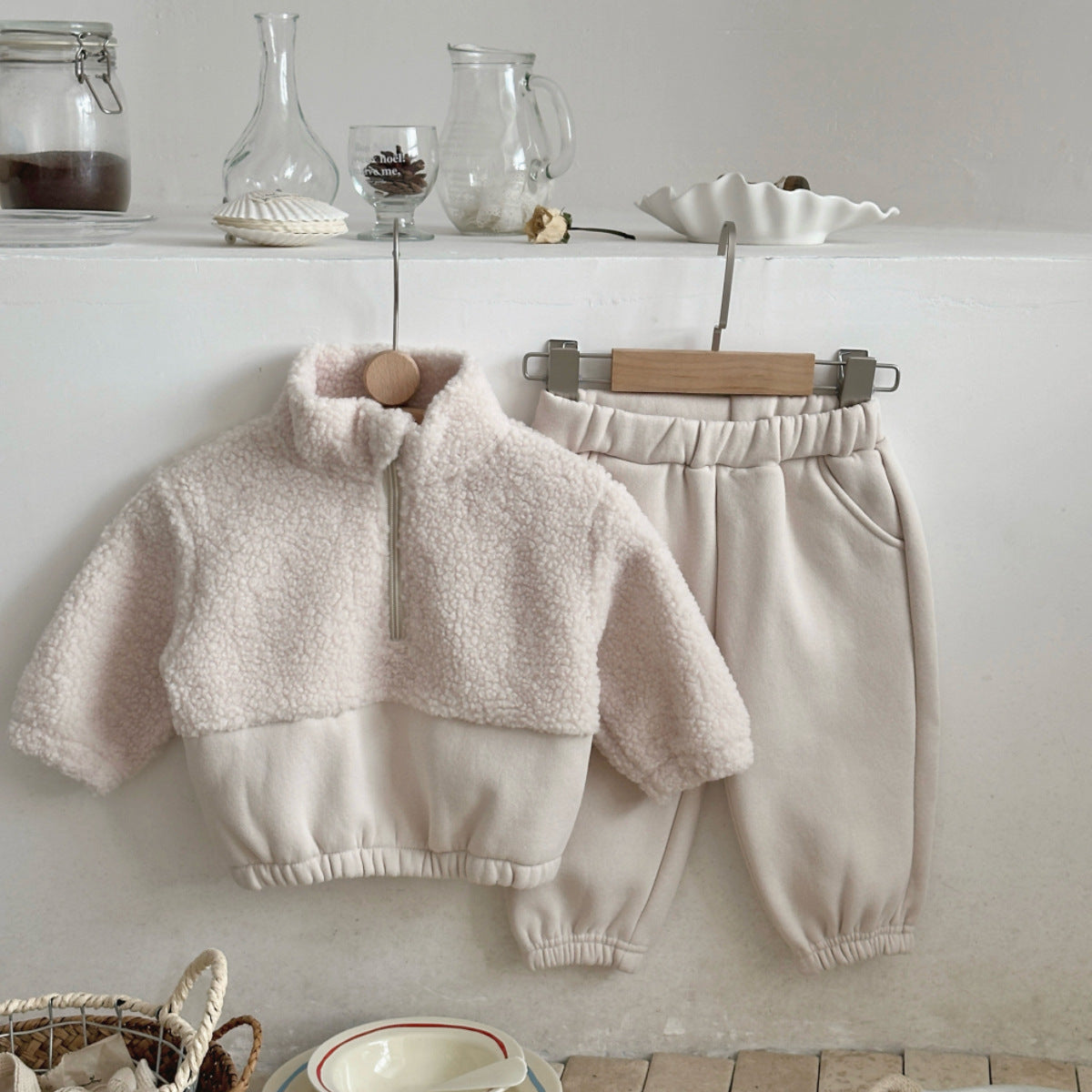 Baby Toddler Lambswool Half-Zip Stand Collar Sweater