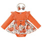 stylesilove Infant Baby Girl Orange Fall Pumpkin Long Sleeve Lace Romper Dress & Bow Headband 2pcs Autumn Harvest Outfit