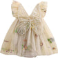 Baby Girl Halloween Costume Butterfly Wing Mesh Flower Sleeveless Tulle Fairy Romper Dress Birthday Tutu Dress