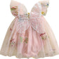Baby Girl Halloween Costume Butterfly Wing Mesh Flower Sleeveless Tulle Fairy Romper Dress Birthday Tutu Dress